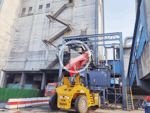 伸縮溜筒集裝箱散料裝卸流程